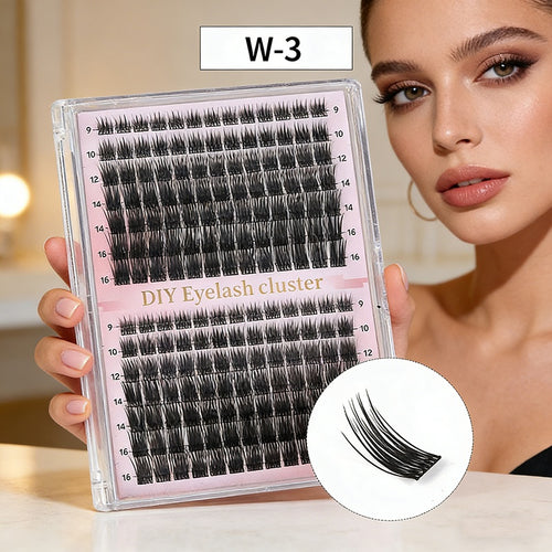 DIY Lash Extension Kit 168pcs Individual Lashes Clusters D Curl Lash Clusters,0.07D-9-16MM Kit