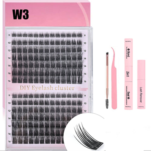 DIY Lash Extension Kit 168pcs Individual Lashes Clusters D Curl Lash Clusters,0.07D-9-16MM Kit