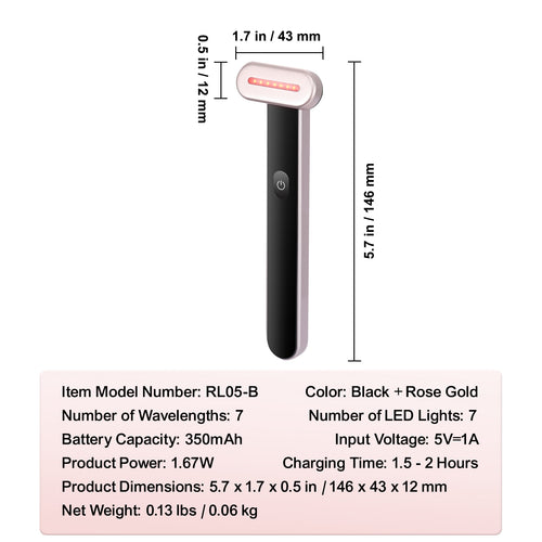 VEVOR Red Light Therapy Wand For Face, 7Color LED Facial Wand Red Light Therapy Device With Heatig Therapy Microcurrent Vibrating Massage, Portable LED Beauty Wand For Face, Neck
